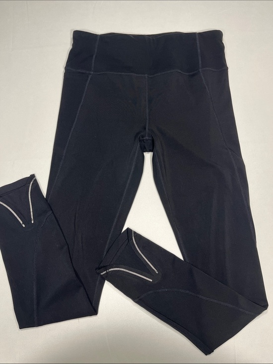 Athleta Pants - Athleta ST Black 7/8 Leggings Reflective Trim Zip Pocket Tall